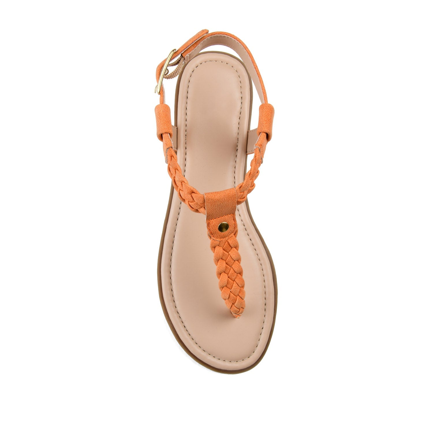 GENEVIVE T-STRAP SANDALS IN VEGAN LEATHER - Orange