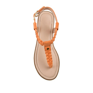 GENEVIVE T-STRAP SANDALS IN VEGAN LEATHER - Orange