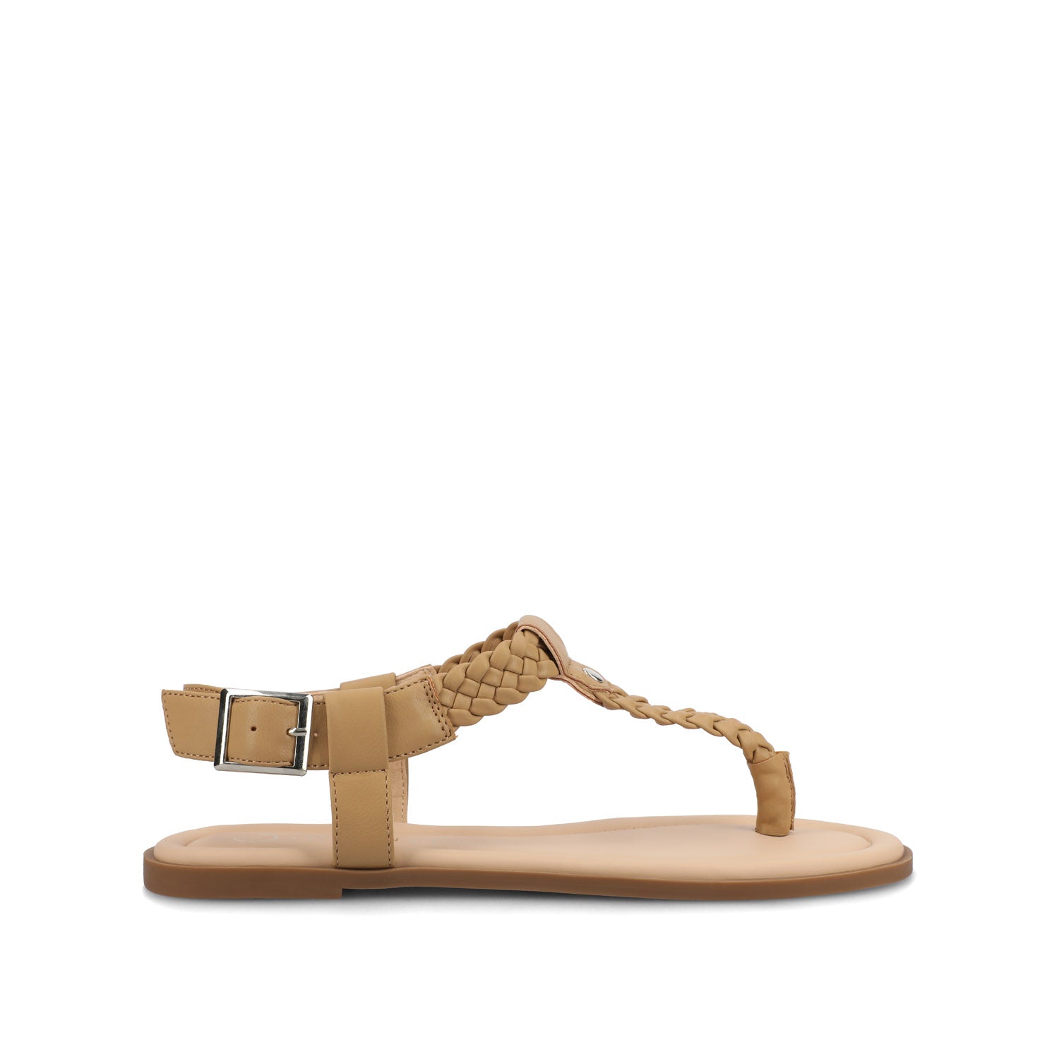 GENEVIVE T-STRAP SANDALS IN VEGAN LEATHER - Tan
