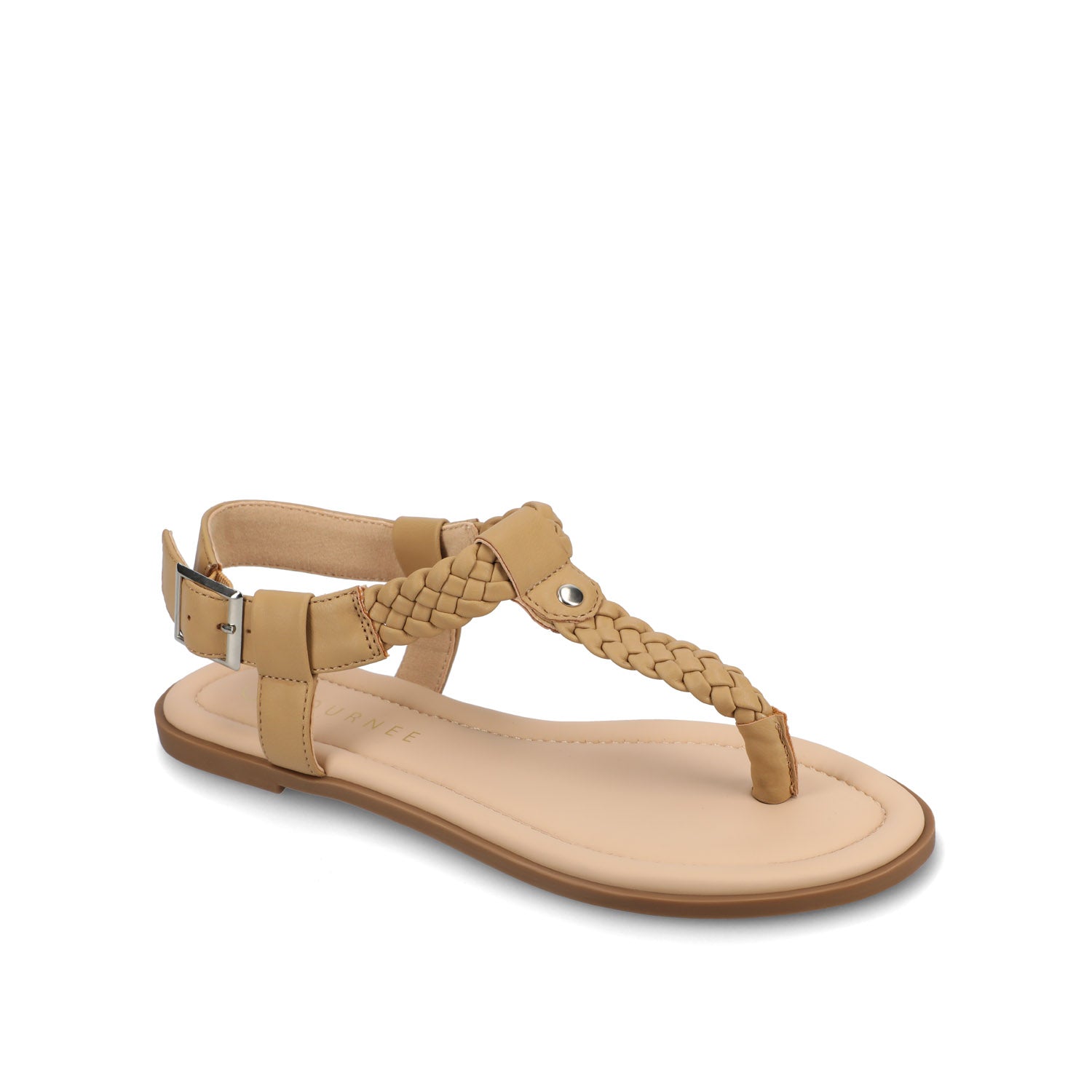 GENEVIVE T-STRAP SANDALS IN VEGAN LEATHER - Tan