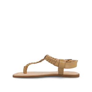 GENEVIVE T-STRAP SANDALS IN VEGAN LEATHER - Tan