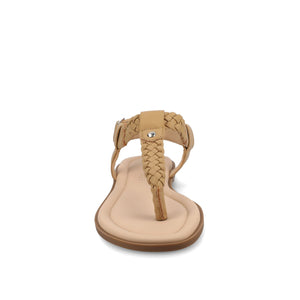 GENEVIVE T-STRAP SANDALS IN VEGAN LEATHER - Tan