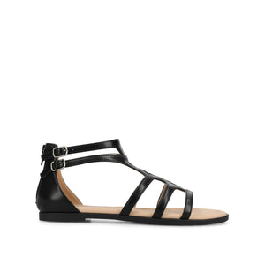 GENNEVA FLAT SANDALS IN WIDE - Black PU
