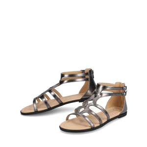 GENNEVA FLAT SANDALS IN WIDE - Pewter PU