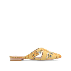 GIADA MULE FLATS IN FAUX SUEDE - Yellow Floral Faux