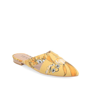 GIADA MULE FLATS IN FAUX SUEDE - Yellow Floral Faux