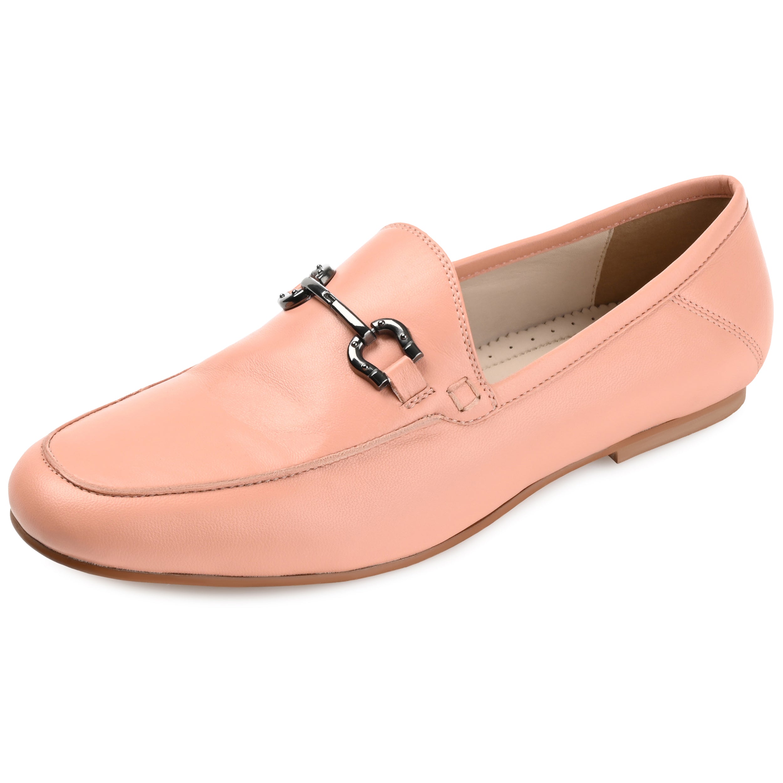 GIIA HORSE BIT LOAFER FLATS IN LEATHER - Peach