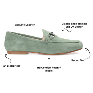 GIIA HORSE BIT LOAFER FLATS IN SUEDE - Green