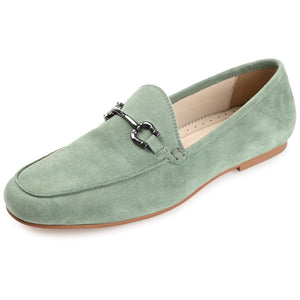 GIIA HORSE BIT LOAFER FLATS IN SUEDE - Green