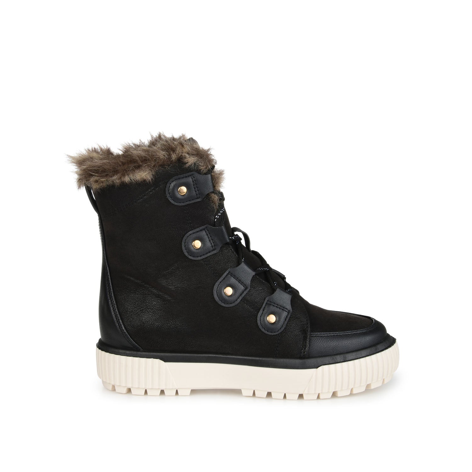 GLACIER LACE-UP SNOW BOOTS IN FAUX SUEDE