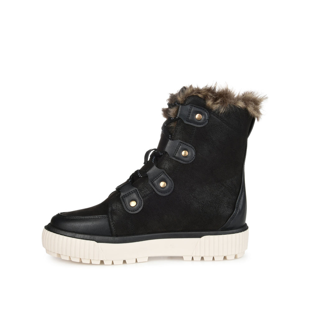 GLACIER LACE-UP SNOW BOOTS IN FAUX SUEDE