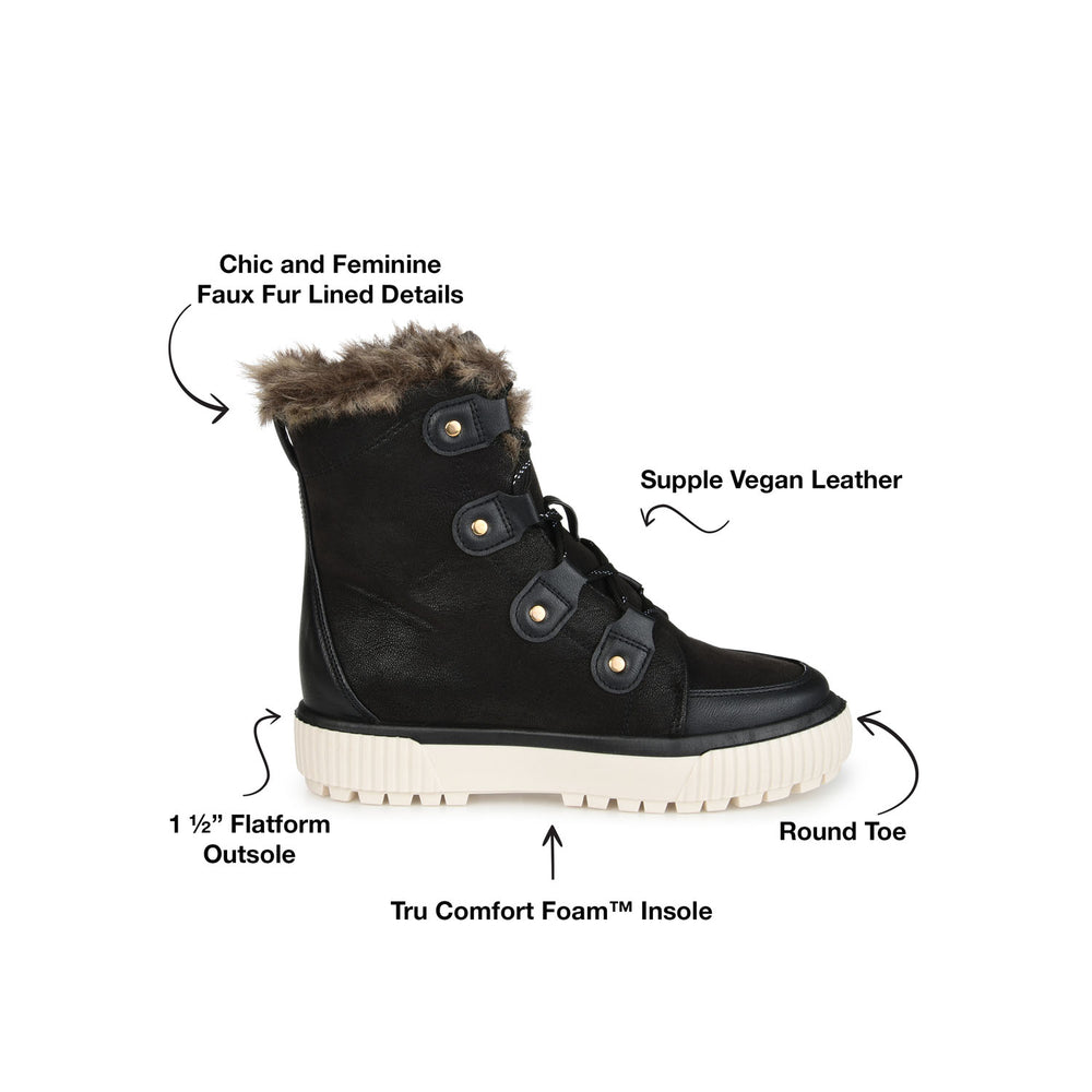 GLACIER LACE-UP SNOW BOOTS IN FAUX SUEDE