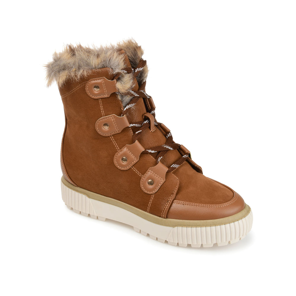 GLACIER LACE-UP SNOW BOOTS IN FAUX SUEDE