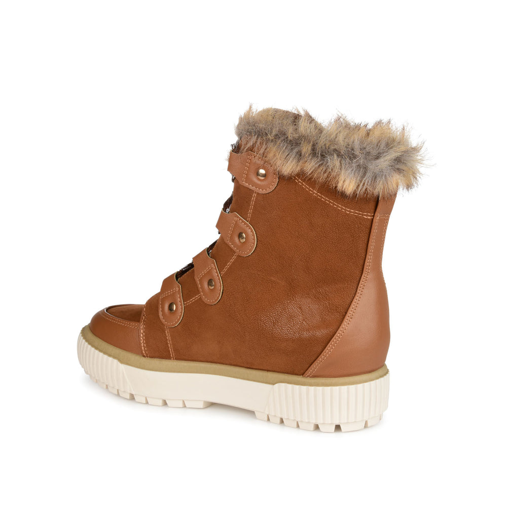 GLACIER LACE-UP SNOW BOOTS IN FAUX SUEDE