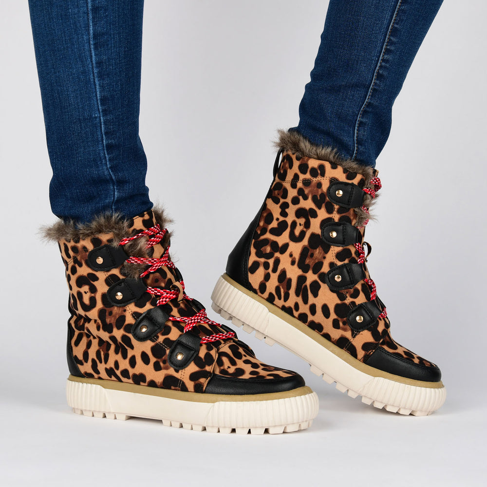 GLACIER LACE-UP SNOW BOOTS IN FAUX SUEDE