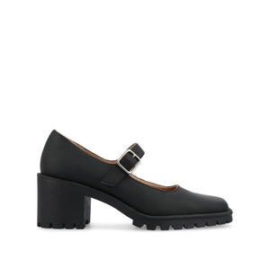 GLADYS MARY JANE HEELS IN VEGAN LEATHER - Black PU