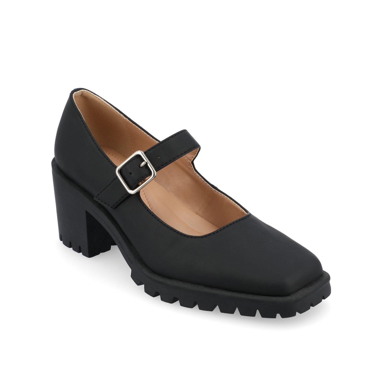 GLADYS MARY JANE HEELS IN VEGAN LEATHER - Black PU