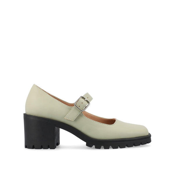 GLADYS MARY JANE HEELS IN VEGAN LEATHER - Green PU