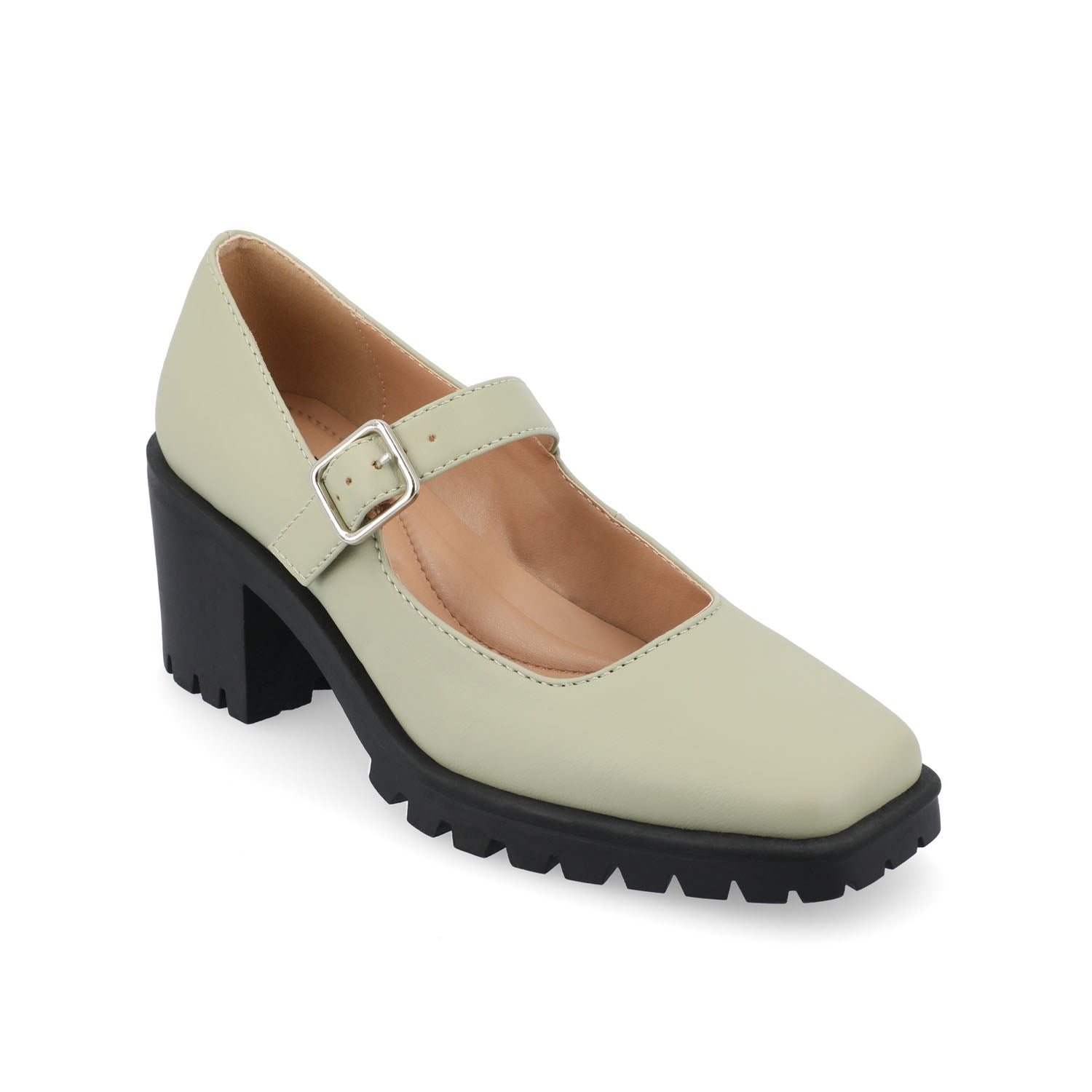 GLADYS MARY JANE HEELS IN VEGAN LEATHER - Green PU