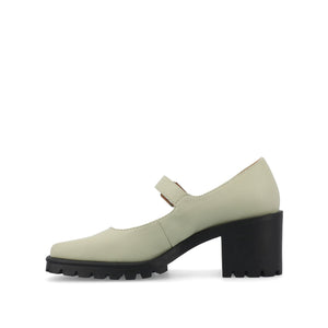 GLADYS MARY JANE HEELS IN VEGAN LEATHER - Green PU