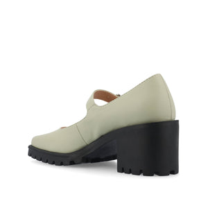 GLADYS MARY JANE HEELS IN VEGAN LEATHER - Green PU