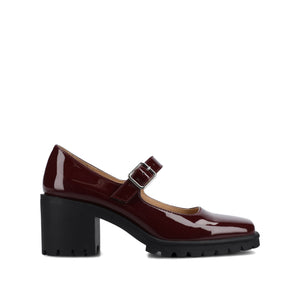 GLADYS MARY JANE HEELS IN VEGAN LEATHER - Oxblood Nubuck