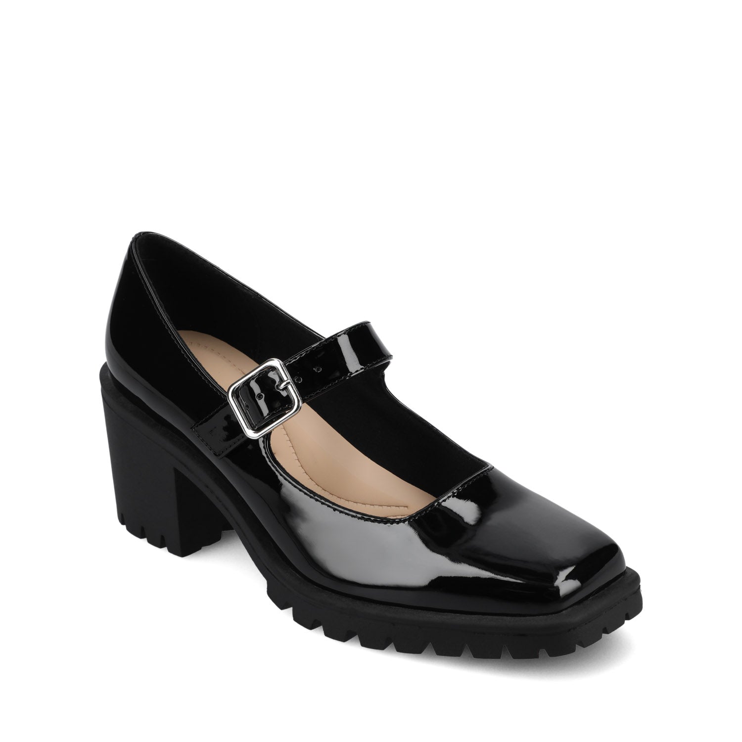 GLADYS MARY JANE HEELS IN VEGAN LEATHER - Black Patent