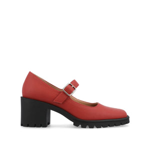 GLADYS MARY JANE HEELS IN VEGAN LEATHER - Red PU