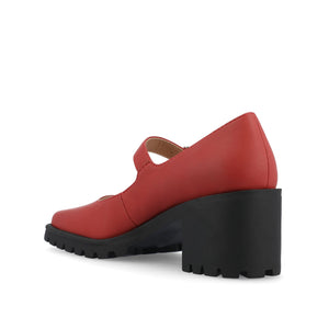 GLADYS MARY JANE HEELS IN VEGAN LEATHER - Red PU