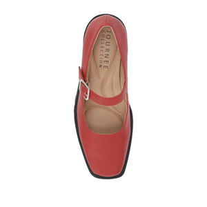 GLADYS MARY JANE HEELS IN VEGAN LEATHER - Red PU