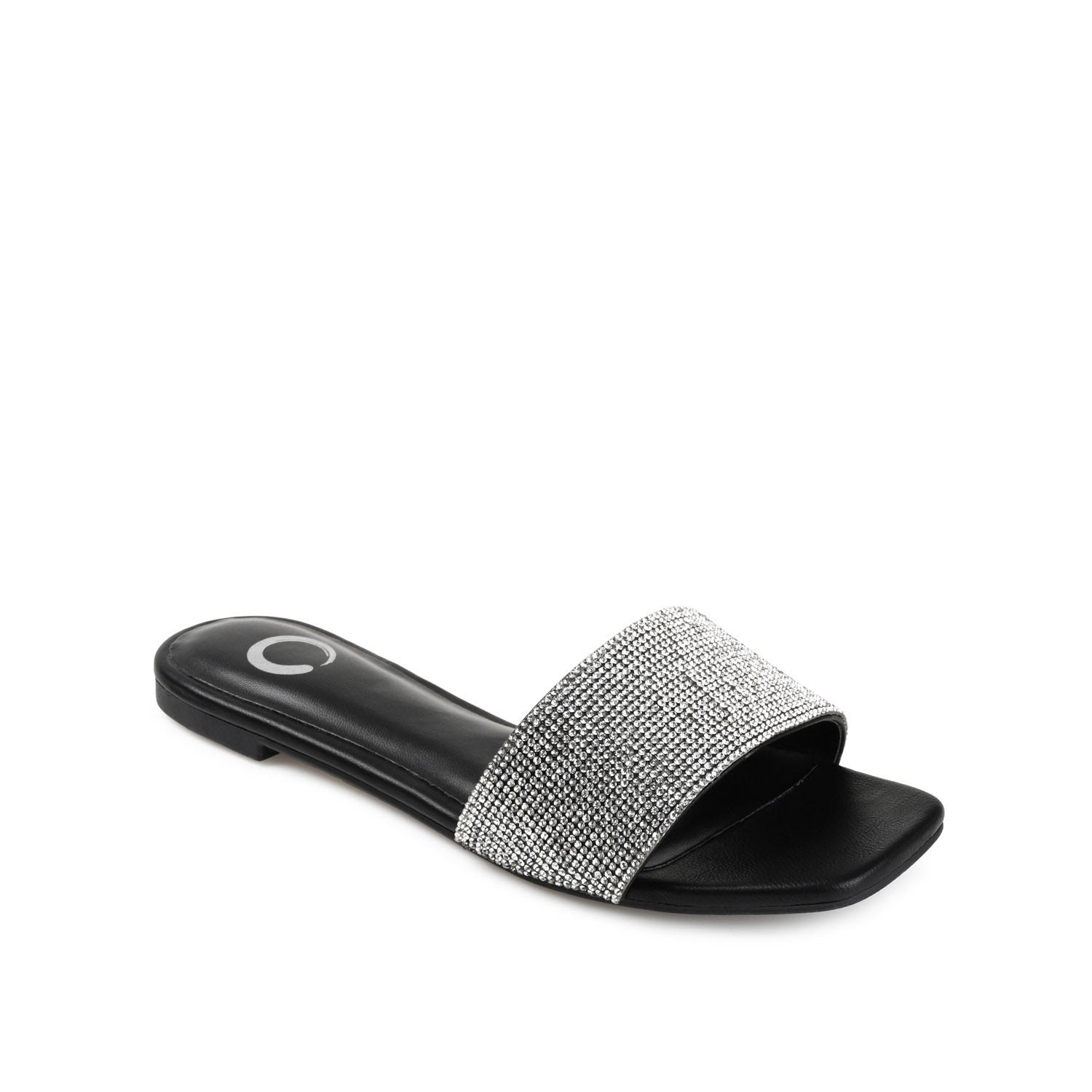 GRAYCE SLIDE SANDALS IN GLITTER MATERIAL - Black