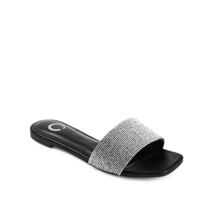 GRAYCE SLIDE SANDALS IN GLITTER MATERIAL - Black