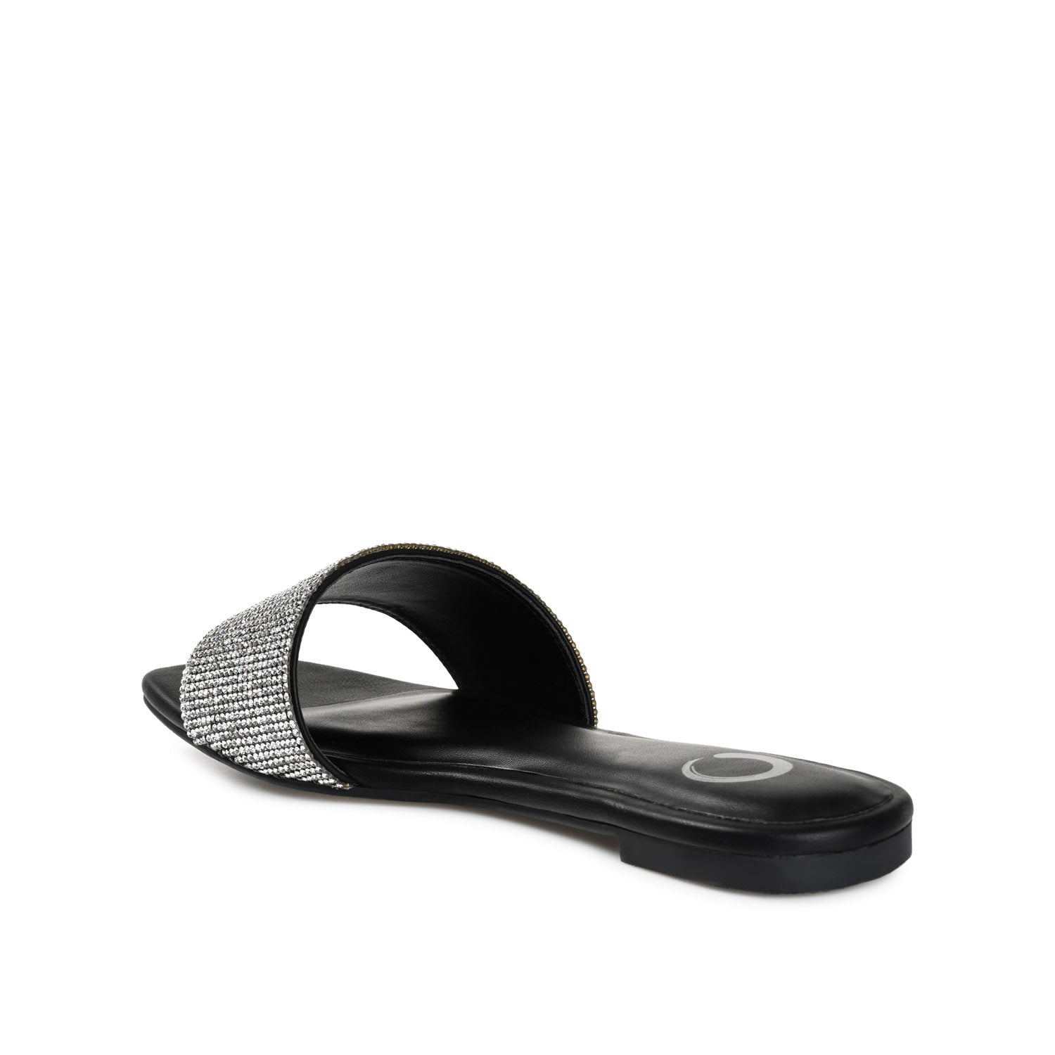 GRAYCE SLIDE SANDALS IN GLITTER MATERIAL - Black