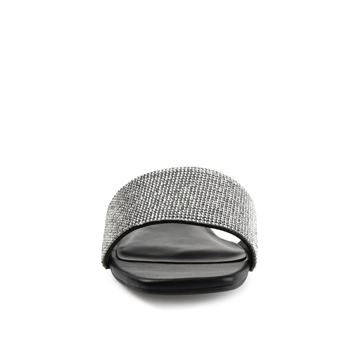 GRAYCE SLIDE SANDALS IN GLITTER MATERIAL - Black