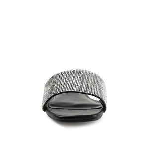 GRAYCE SLIDE SANDALS IN GLITTER MATERIAL - Black