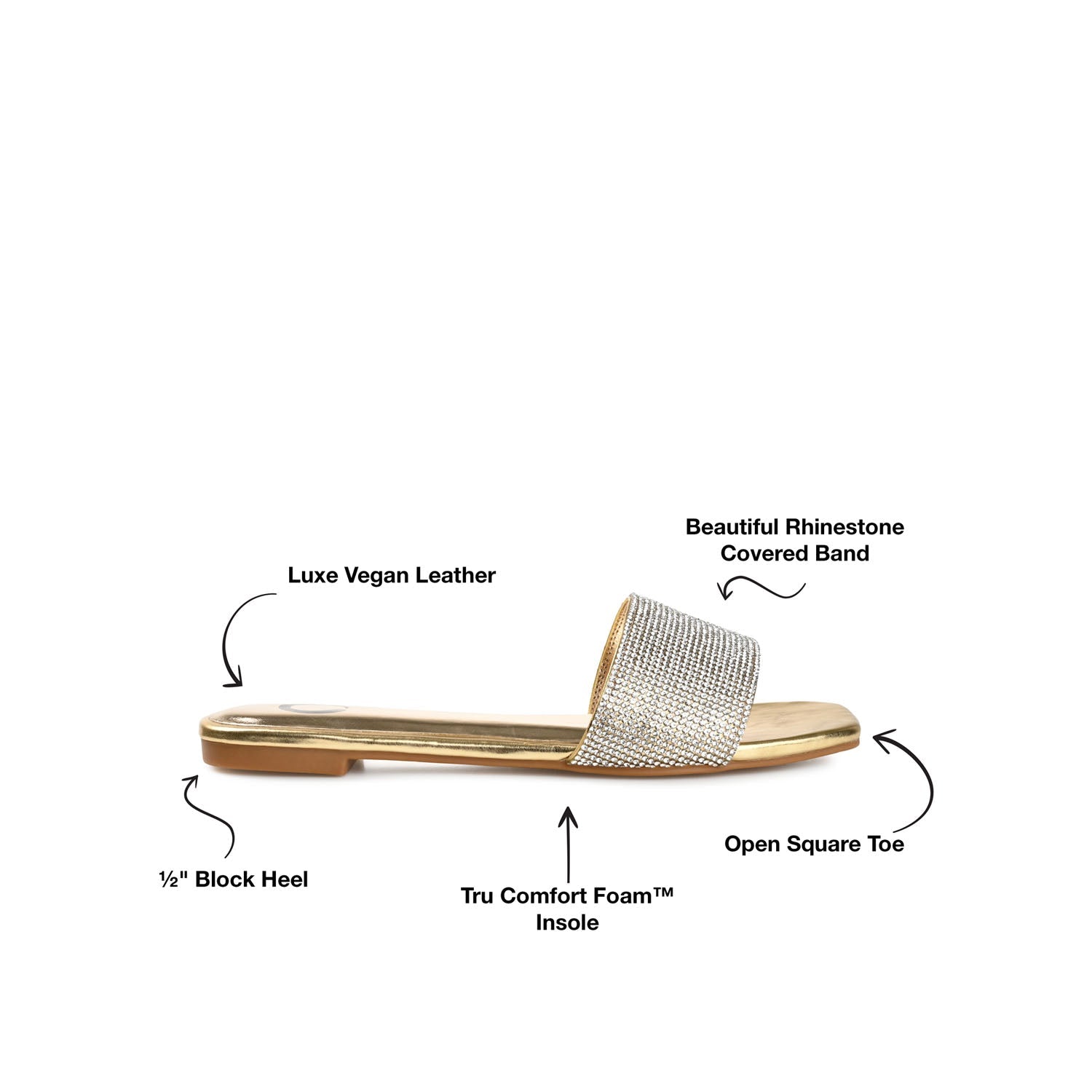 GRAYCE SLIDE SANDALS IN GLITTER MATERIAL - Gold PU 2