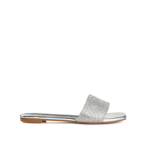 GRAYCE SLIDE SANDALS IN GLITTER MATERIAL - Silver