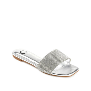 GRAYCE SLIDE SANDALS IN GLITTER MATERIAL - Silver