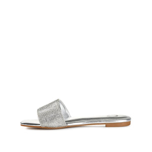 GRAYCE SLIDE SANDALS IN GLITTER MATERIAL - Silver