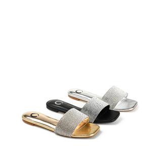 GRAYCE SLIDE SANDALS IN GLITTER MATERIAL