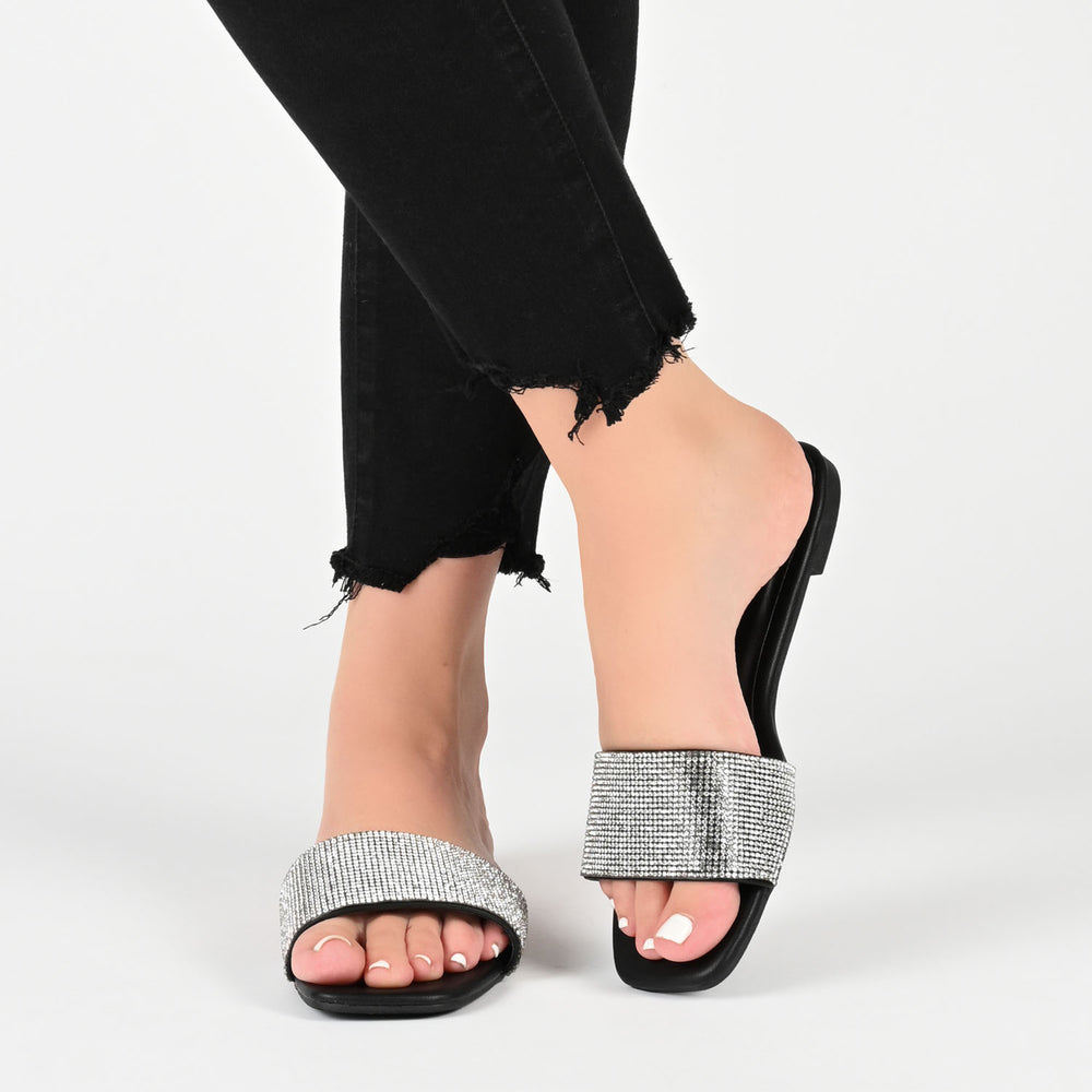 GRAYCE SLIDE SANDALS IN GLITTER MATERIAL