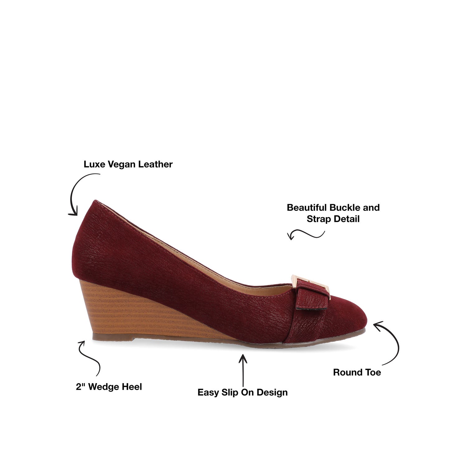 GRAYSN WEDGE HEELS IN WIDE - Wine