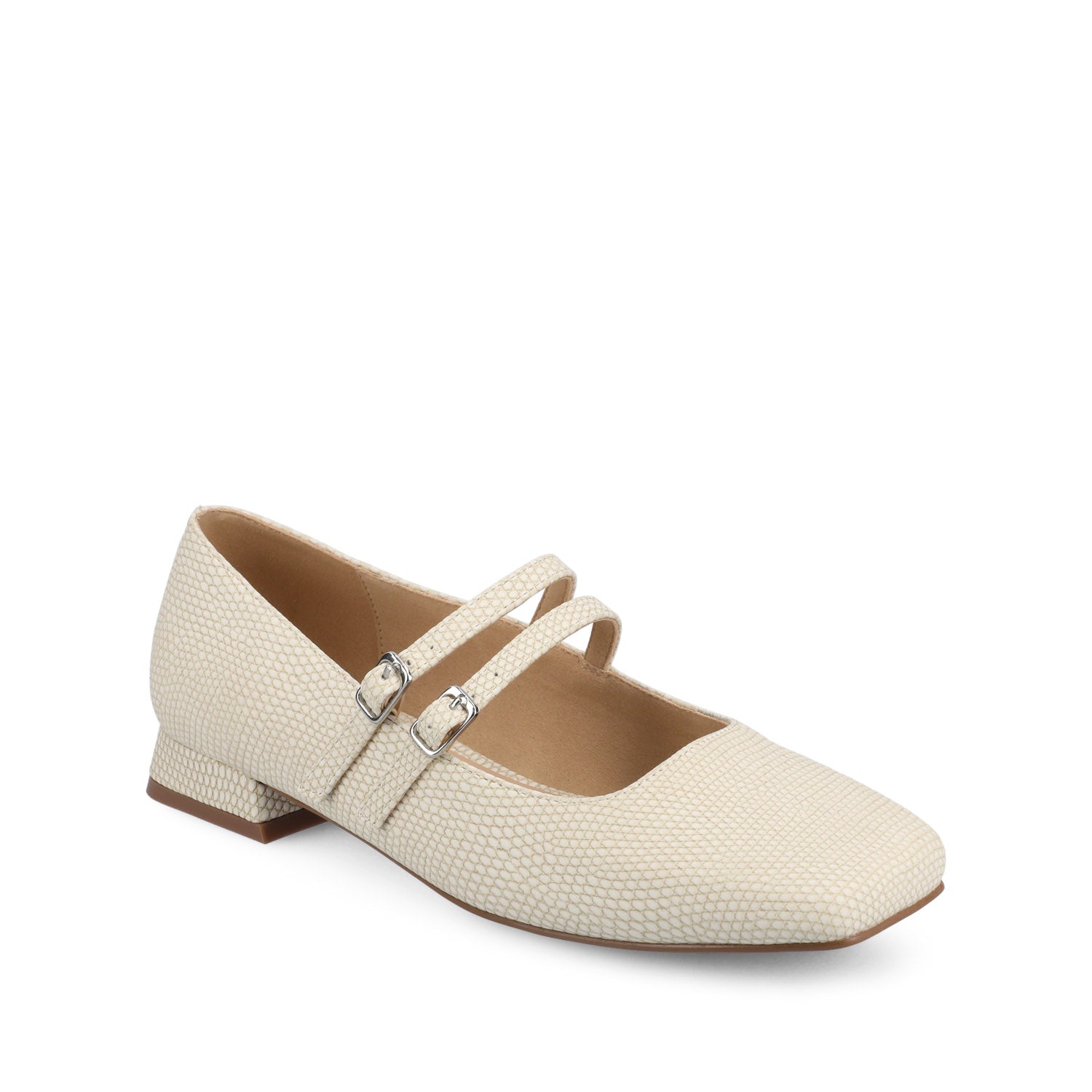 GREDAH MARY JANE DRESS FLATS IN WIDE - Bone Lizard