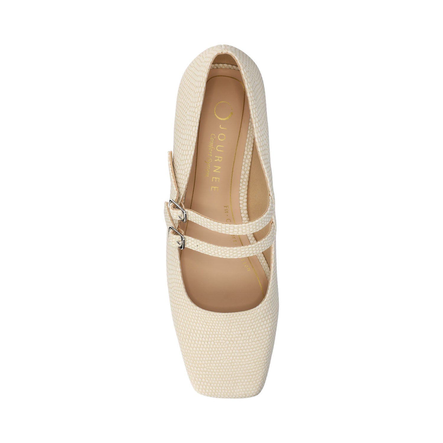 GREDAH MARY JANE DRESS FLATS IN WIDE - Bone Lizard