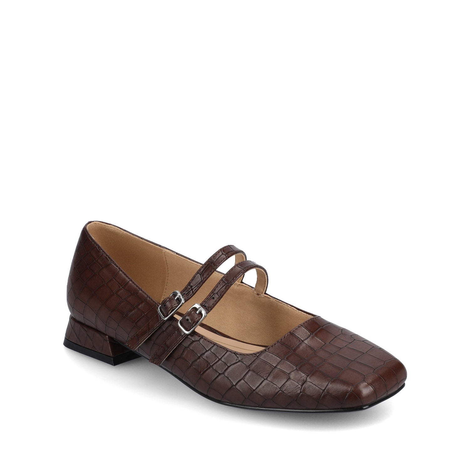 GREDAH MARY JANE FLATS IN VEGAN LEATHER - Brown Croco