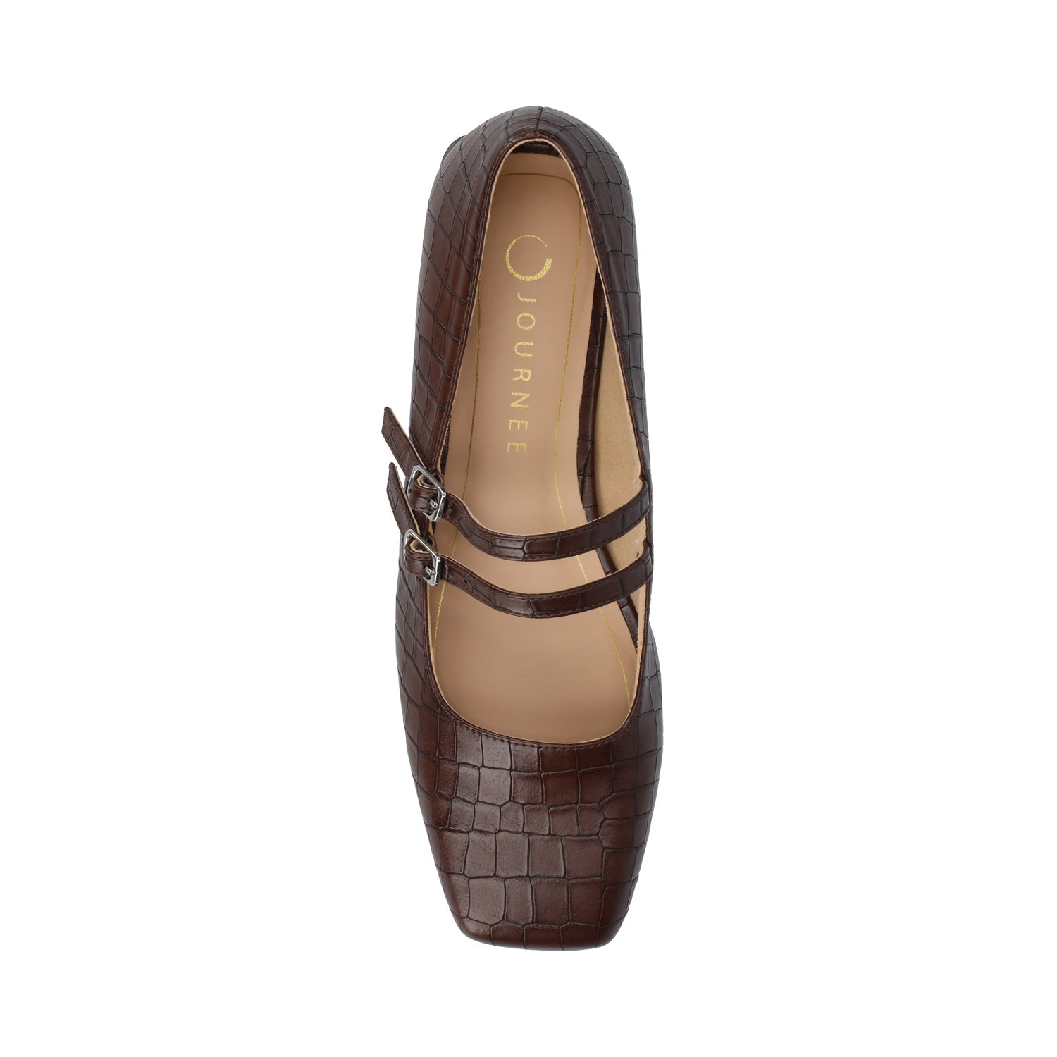 GREDAH MARY JANE FLATS IN VEGAN LEATHER - Brown Croco