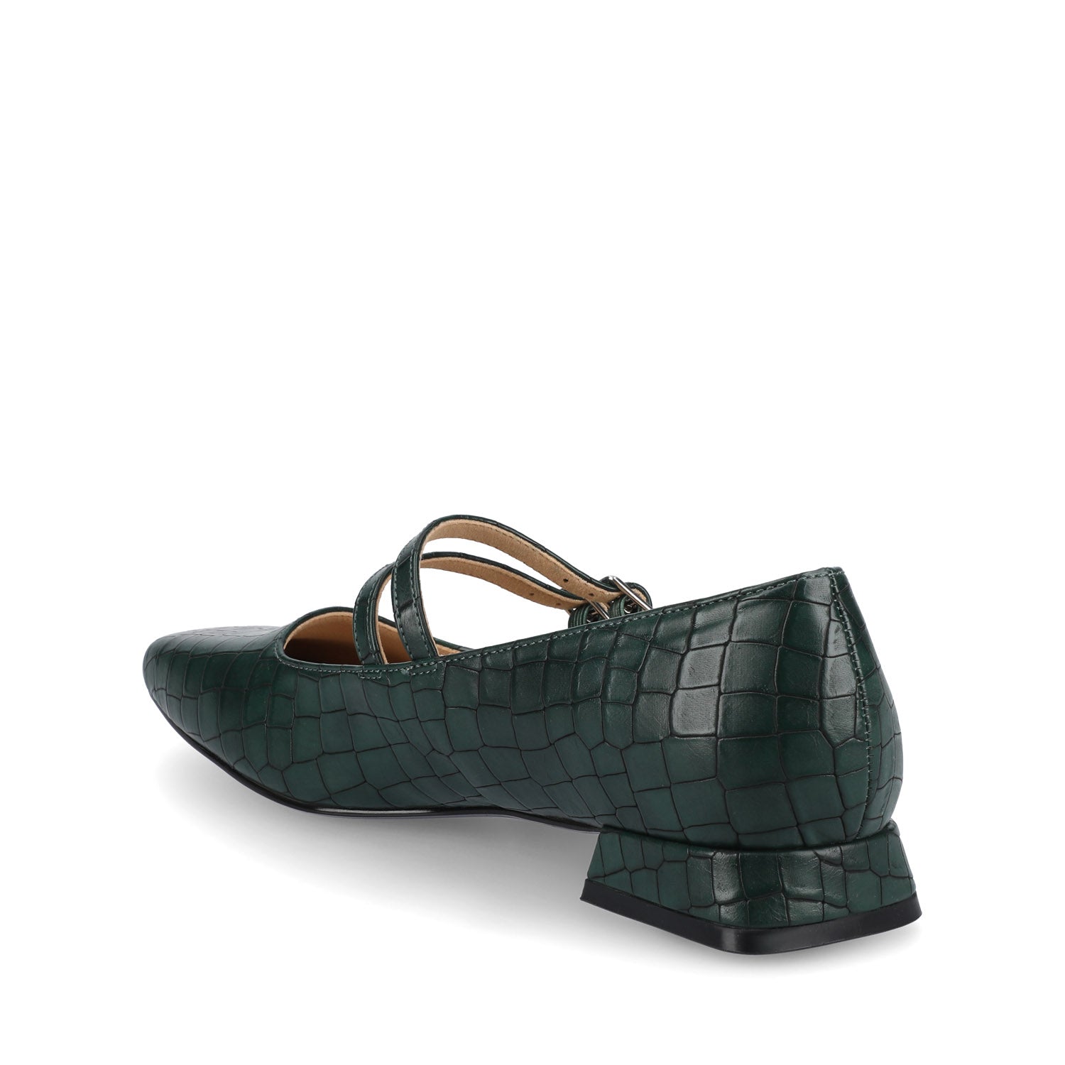 GREDAH MARY JANE DRESS FLATS IN WIDE - Green Croco