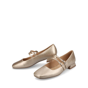 GREDAH MARY JANE DRESS FLATS IN WIDE - Champagne PU