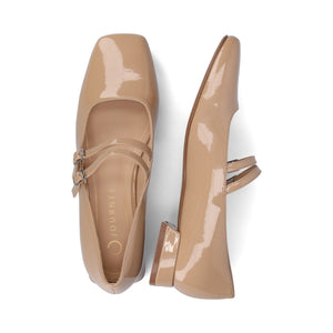 GREDAH MARY JANE DRESS FLATS IN WIDE - Nude Patent