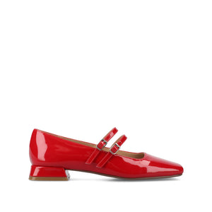 GREDAH MARY JANE FLATS IN VEGAN LEATHER - Red Patent